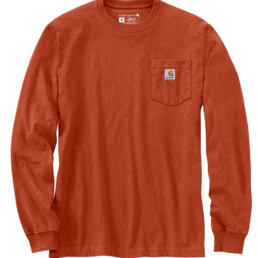 Carhartt Loose Fit Heavy Weight Long-sleeve Pocket T-shirt in Rust, Orange